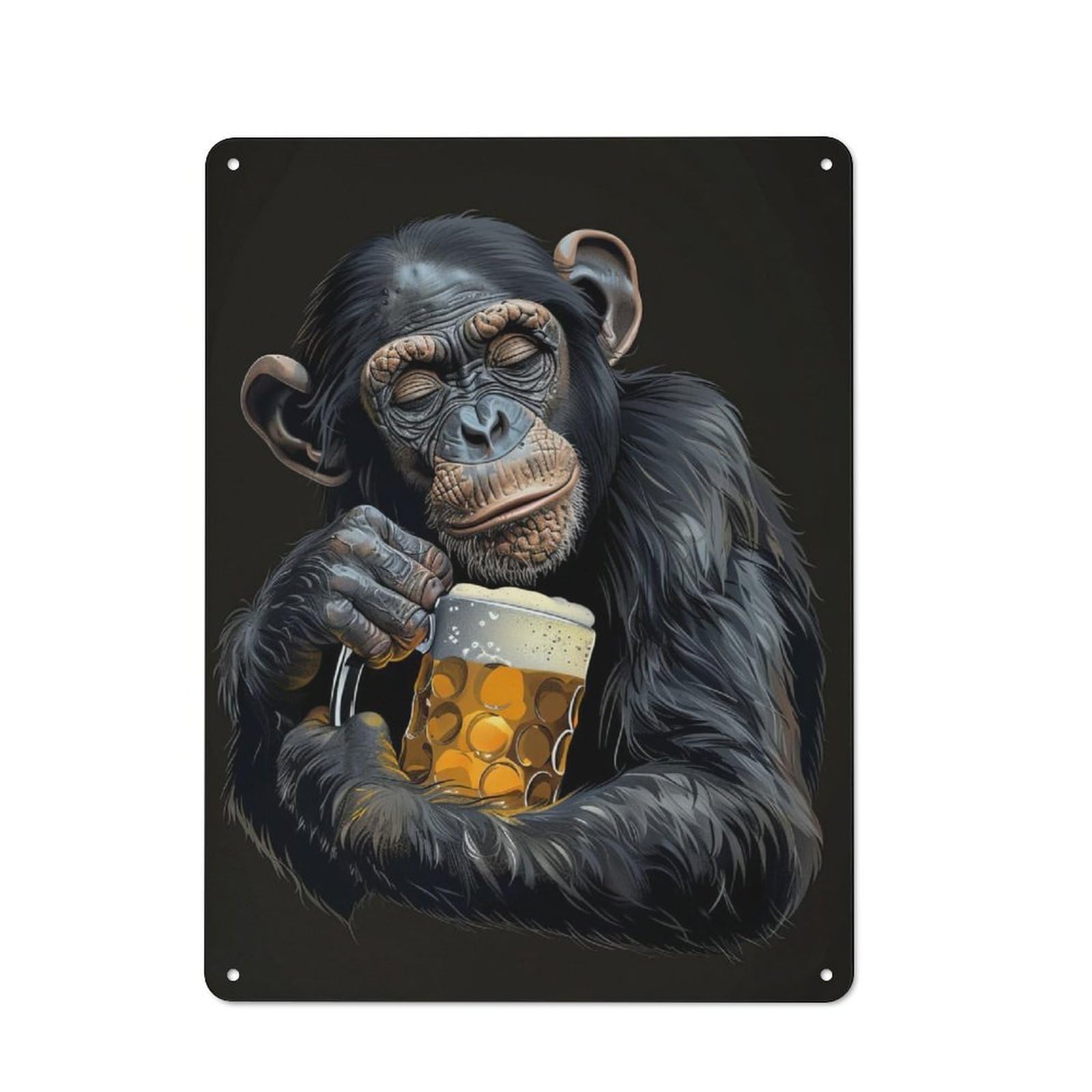 Classic Metal Plaque 40x30cm Featuring Bonobo Beer, Bistro Wall Plaque for Kitchen, Cafe, Pantry Or Dining Room