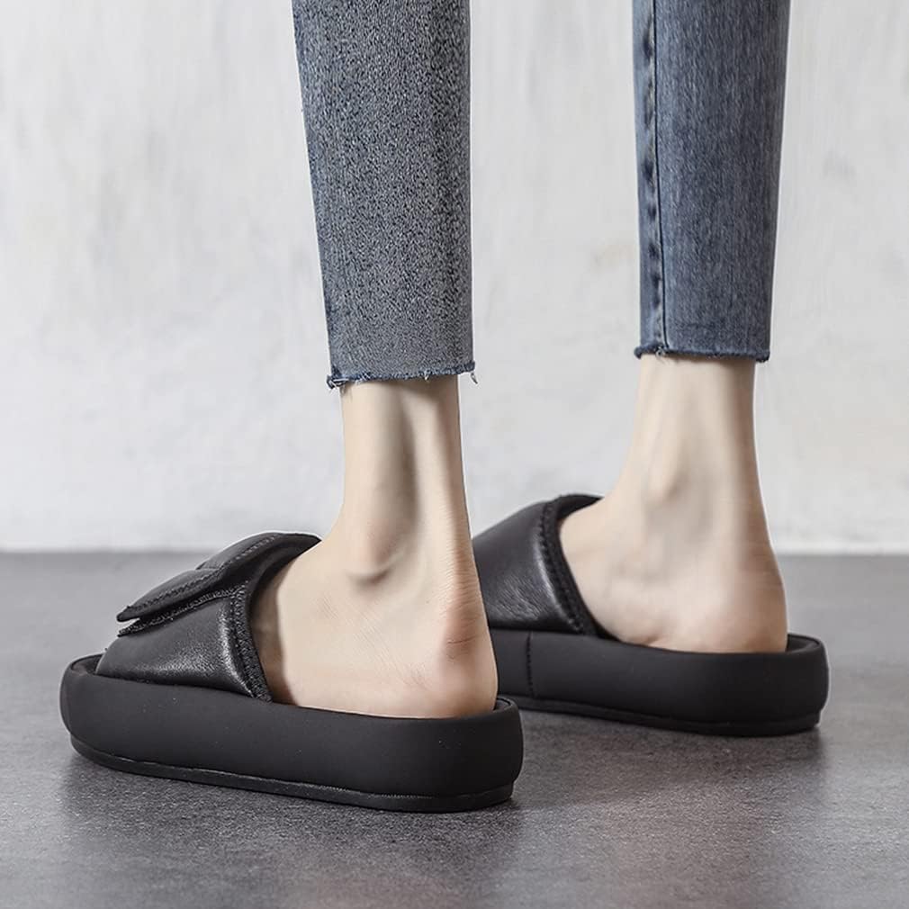 [実りの秋] フラットサンダル レディース 夏 マジックテープ 無地 厚底 ビーチサンダル ローヒール スリッパ ペタンコ 歩きやす