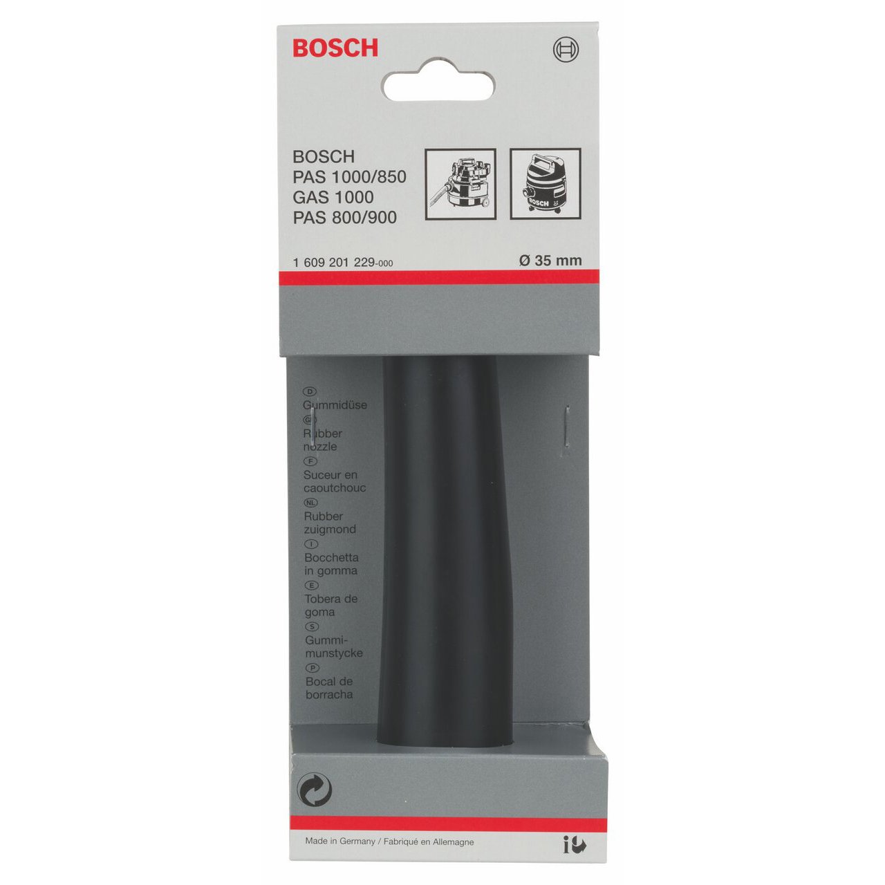 Bosch Accessories 1609201229 Embout d'aspiration caoutchouc 35 mm Noir