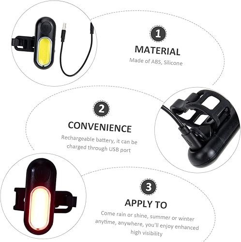 Miniatura 5 de Kisangel 1 Set Running Lights Smart LED Rechargeable Bike Light LED Flashlight Bike Reflectors Bike LED Light Bote Rechargeable Bike Lamp