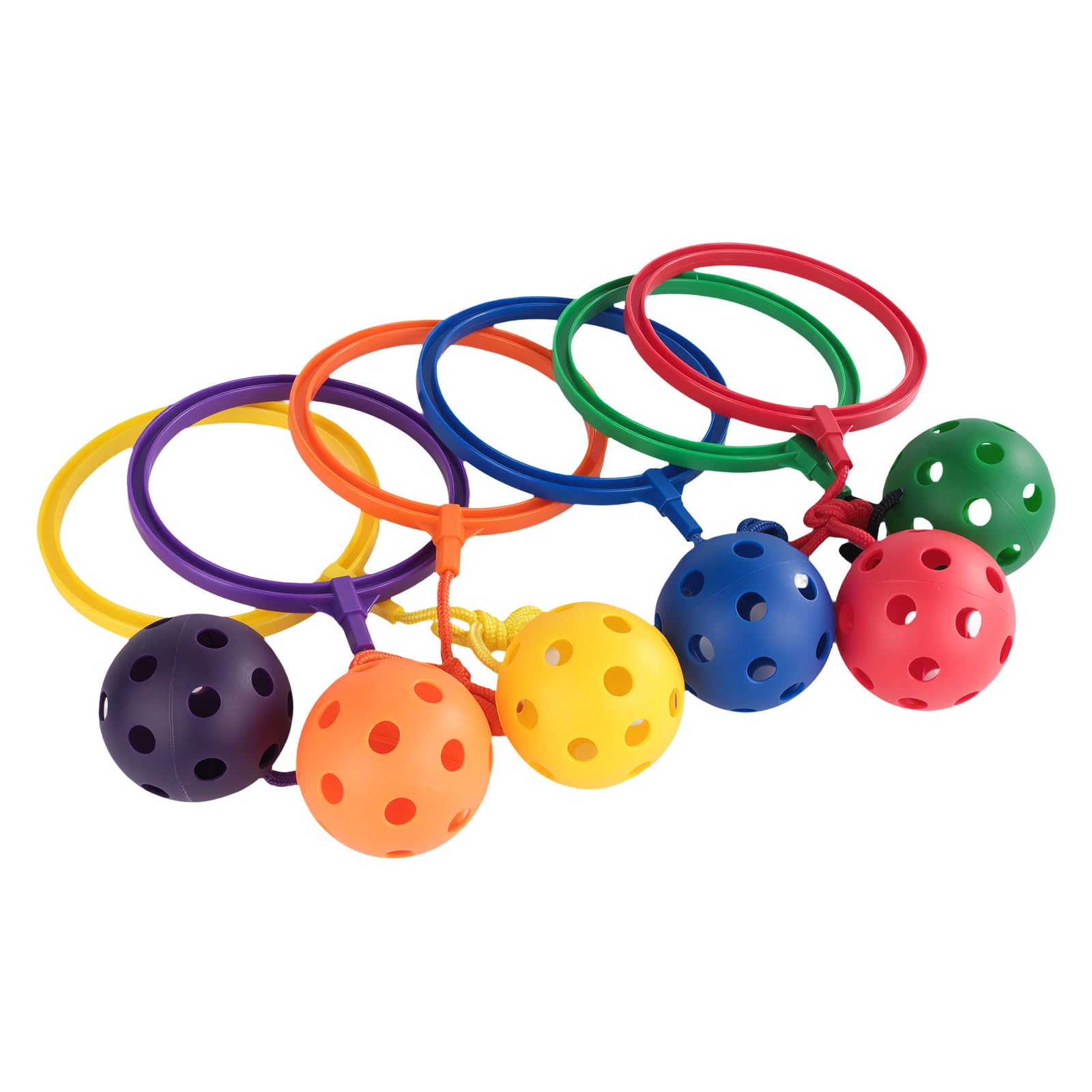 6pcs Ankle Skip Ball - Lemon Shaped, Adjustable Rope, Rainbow Color, Playground Equipment, Fitness Swing Jumping Ankle Skip Ball for Kids Gifts, Outdoor Assorted Jump Game for Children Toys
