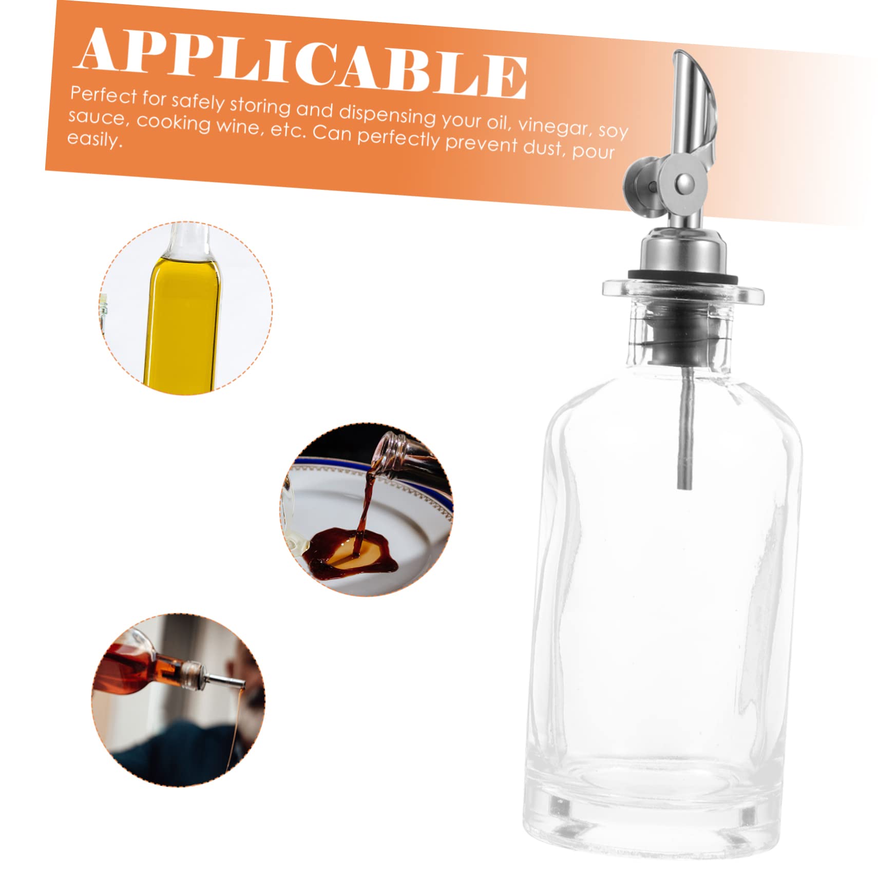 SECFOU 2piezas Botella De De Vidrio Dispensador Automático Para Salsa De Soja y Vinagre Almacenamiento De Condimentos La Cocina