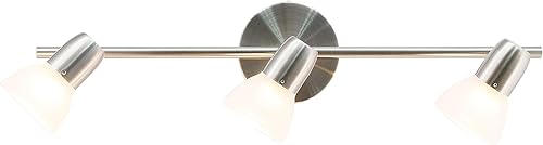 Miniatura 7 de XiNBEi Lighting Luz de riel, Lámpara de techo de cocina de 3 luces con vidrio, iluminación moderna de riel fijo níquel cepillado XB-TR1237-3-BN