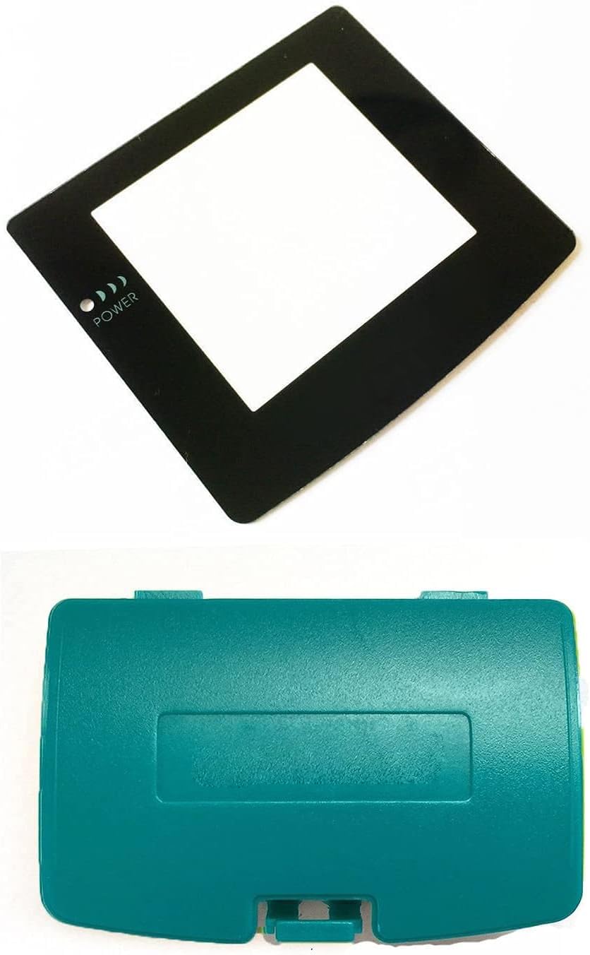 Battery Back Door Cover Lid + Glass Screen Lens for Nintendo Game Boy Color GBC Replacement (Teal)