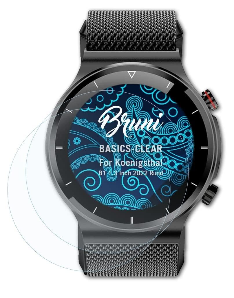Bruni Screen Protector compatible with Koenigsthal B1 1.3 Inch 2022 Rund Protector Film, crystal clear Protective Film (2X)