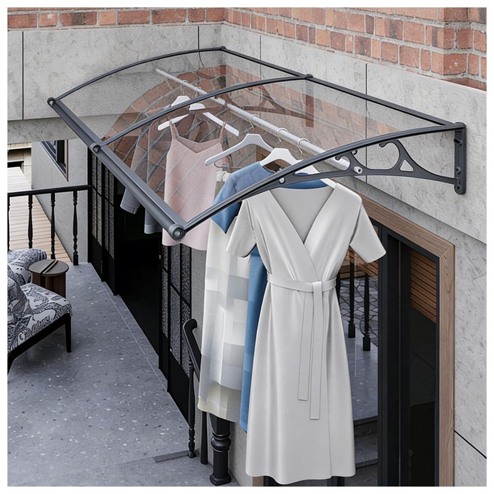 Auvent de porte contre la pluie et les UV avec housse noire 160cm