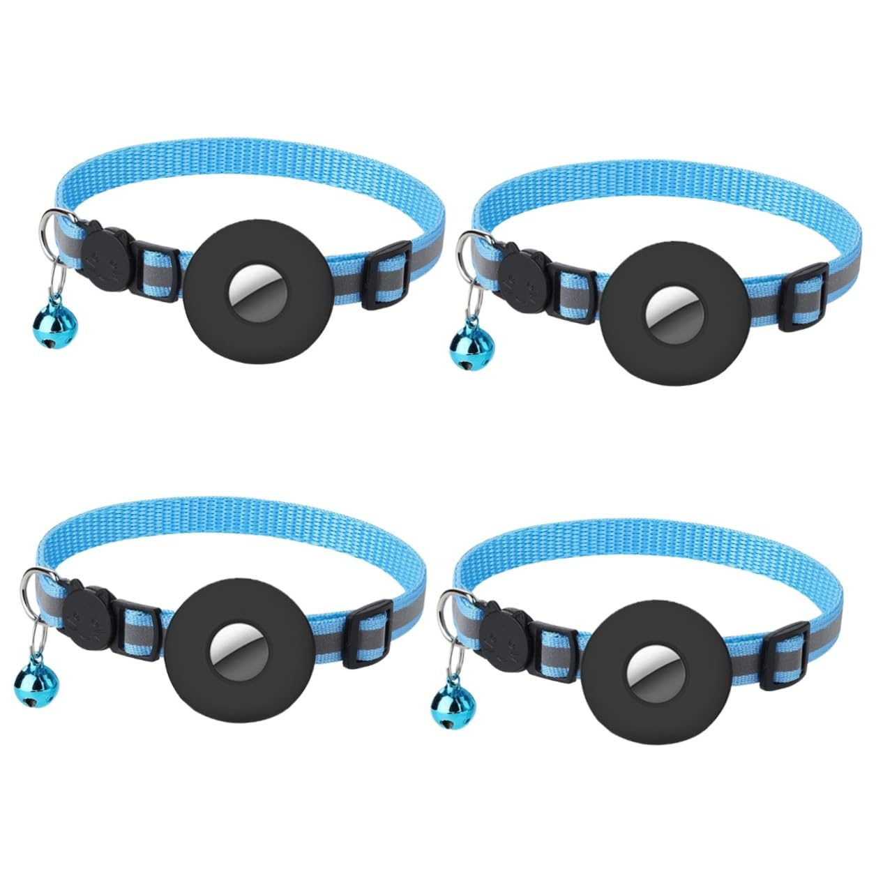 Happyyami 4pièces Collier pour Chat Réfléchissant avec Cloche Et Design De Traçage Et Sécurité Optimale Accessoire Léger pour Chats Et Petits Chiens