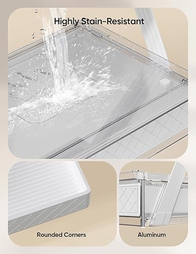 Miniatura 4 de Organizador de encimera de baño de 2 niveles, organizador de tocador en forma de Z con bandeja deslizante y cajón, organizador de almacenamiento de