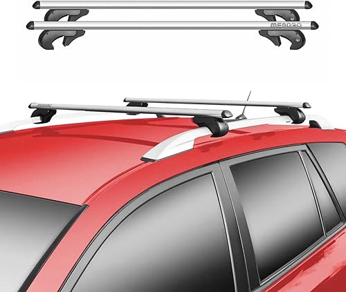 OMAC Barras transversales portaequipajes para Pontiac Vibe 2003-2010 de aluminio gris antirrobo para viajes, kayak, canoa, surf, esquí, snowboard,