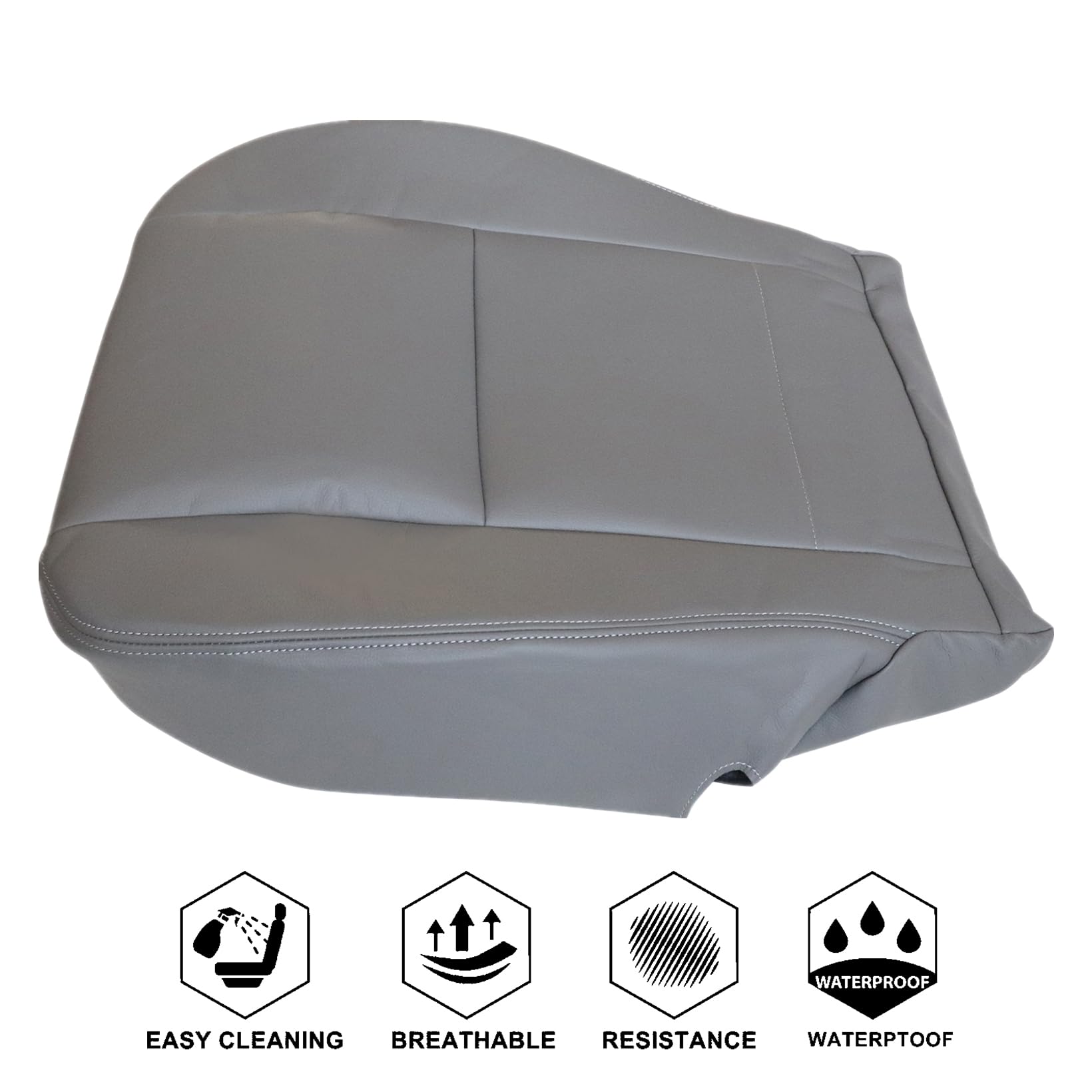Driver's Side Bottom Seat Cover For 2014-2021 Toyota Tundra – Gray/Black Cloth, Fits Heated Seats