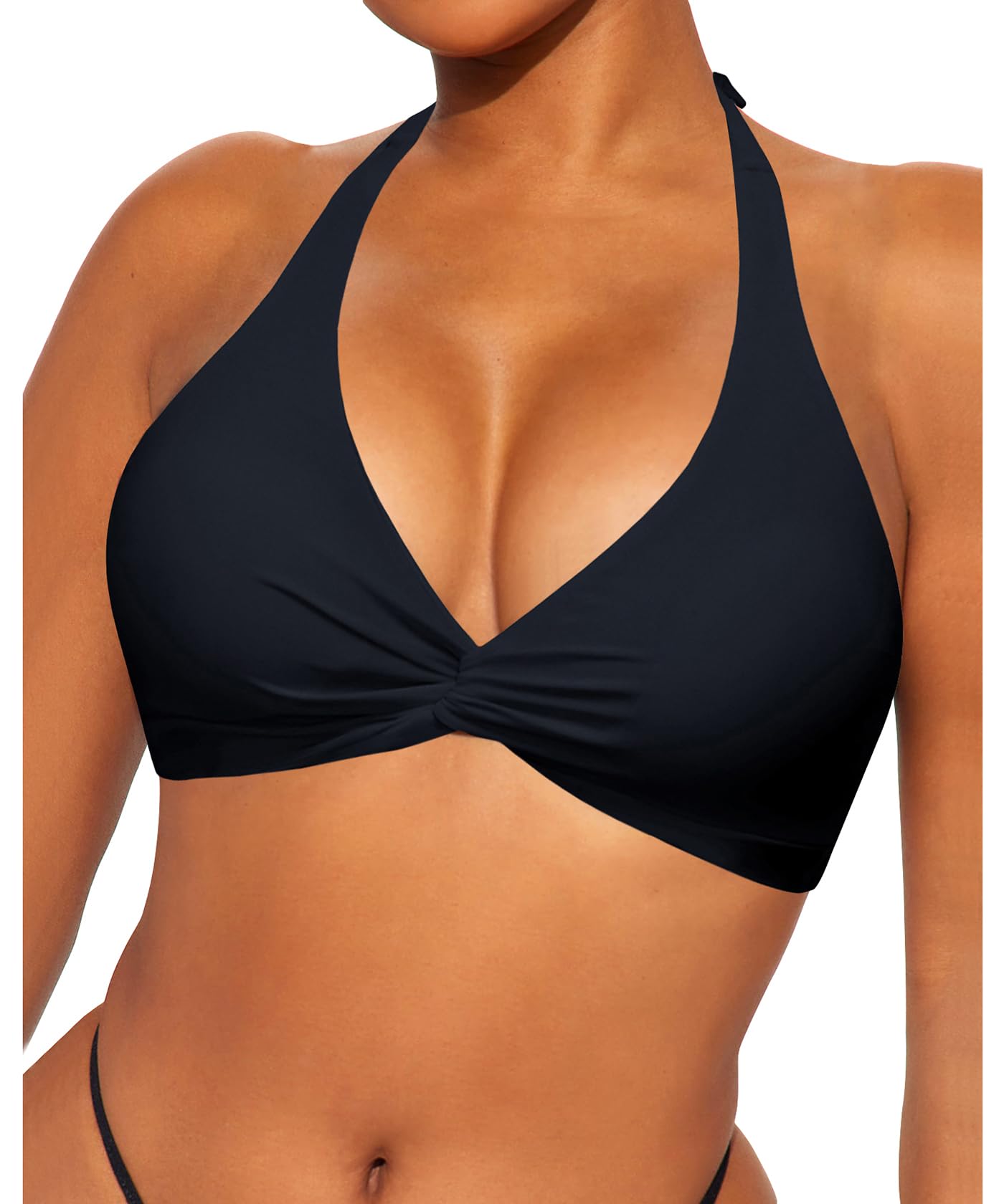 ColoquinWomen Push Up Bikini Top Halter Triangle Bikini Swimming Tops Padded Swimwear