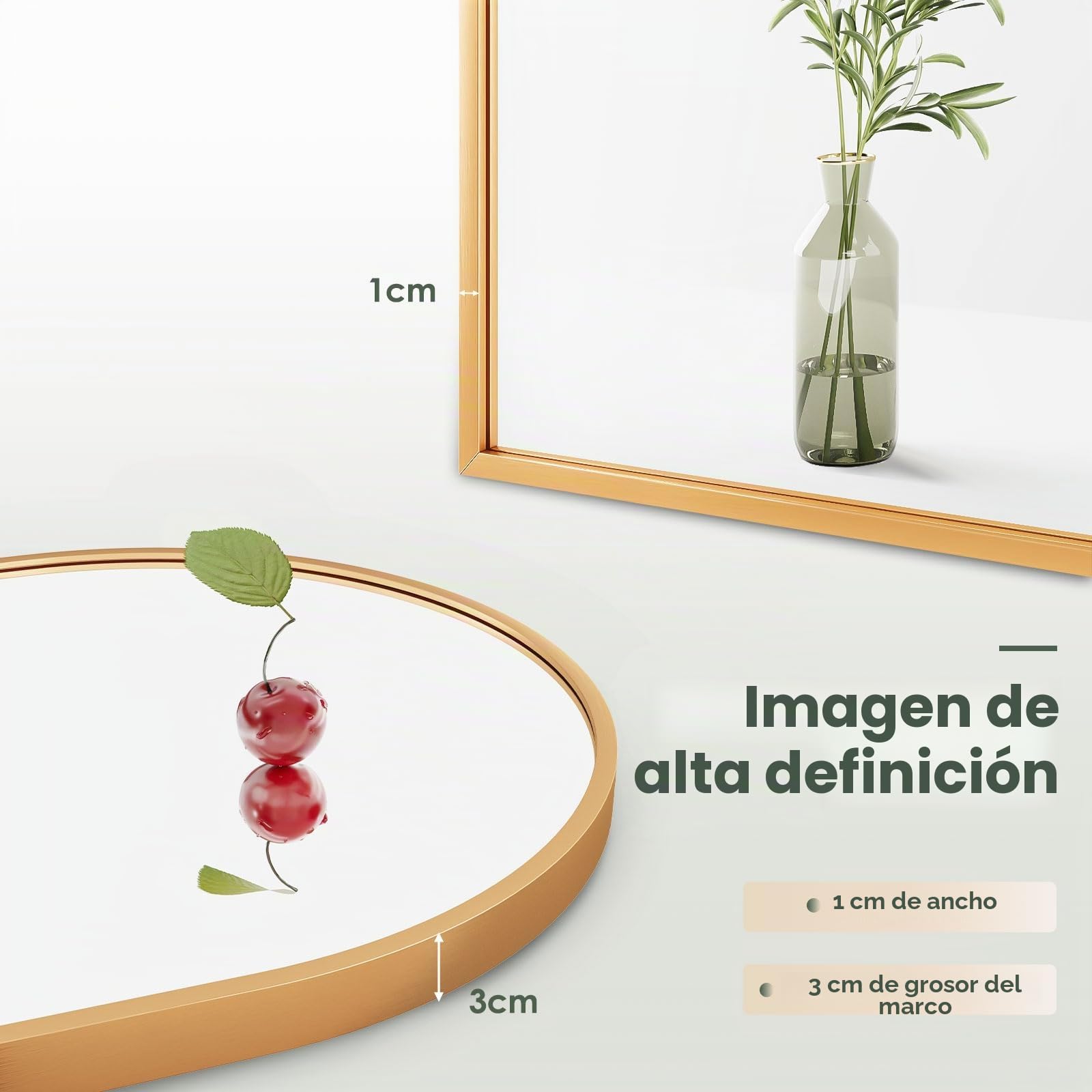 Dripex Espejo Arqueado Pared, con Marco de Aluminio, Espejo en Forma de Arco Pared Decorativo, para Comedor Salón Pasillo Recibidor y Baño, 60x90 cm