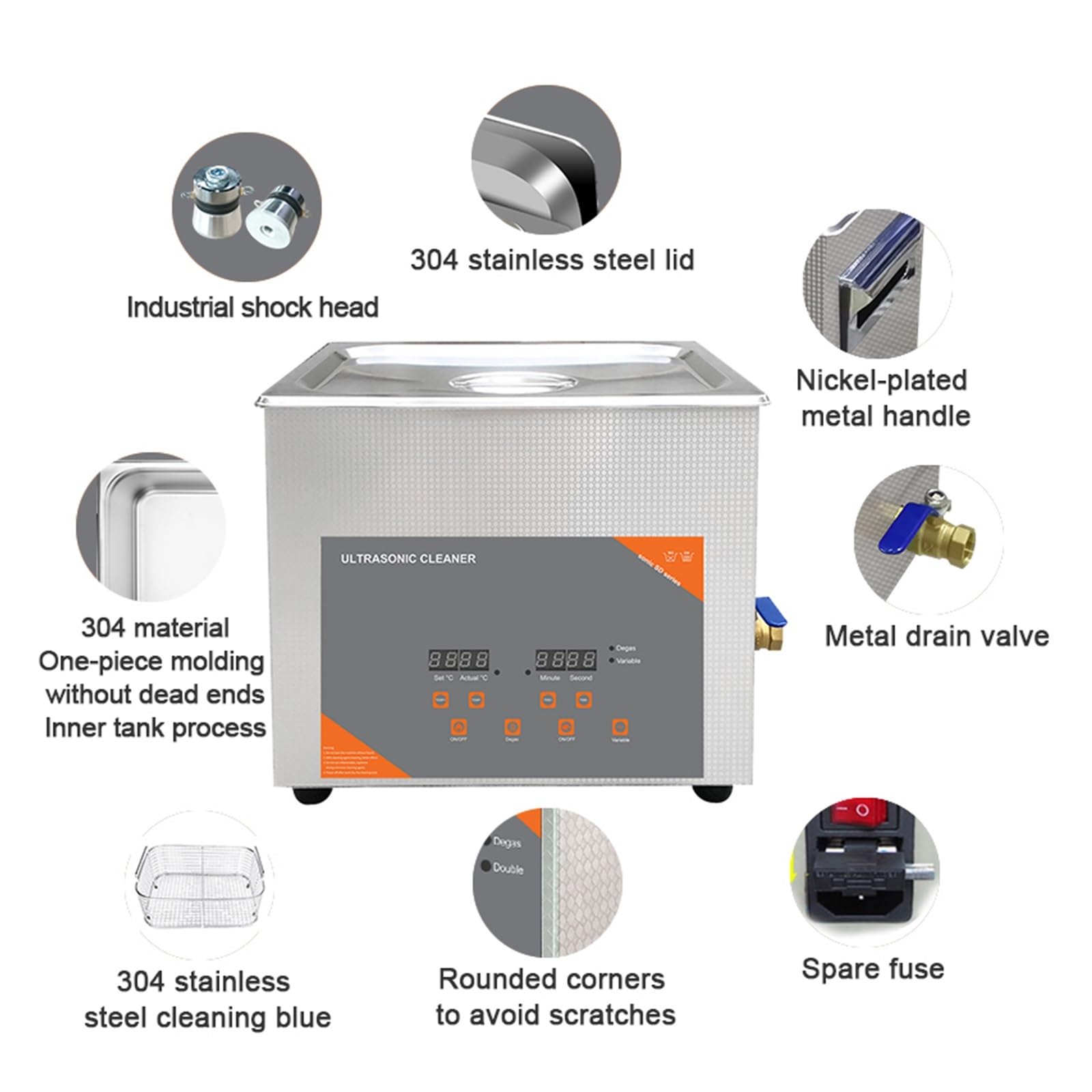 10L 240W Cyfrowa Myjka Ultradźwiękowa Podgrzewana Do Laboratorium Biofarmaceutyka Instrumenty Medyczne Płytka Drukowana Sprzęt Łożyska Druk Tekstylny(10L 240W)