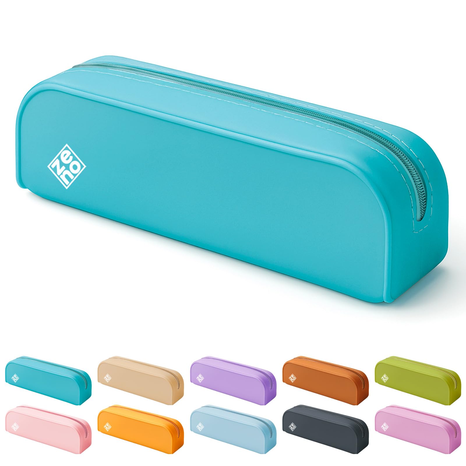 ZENO Silicone Pencil Case – Aesthetic Pencil Pouch for Women & Teens – Cute Pen Case, Turquoise Make Up Bag, Travel Organiser, Small Stationery Pouch, School Pencil Case – Turquoise Lagoon