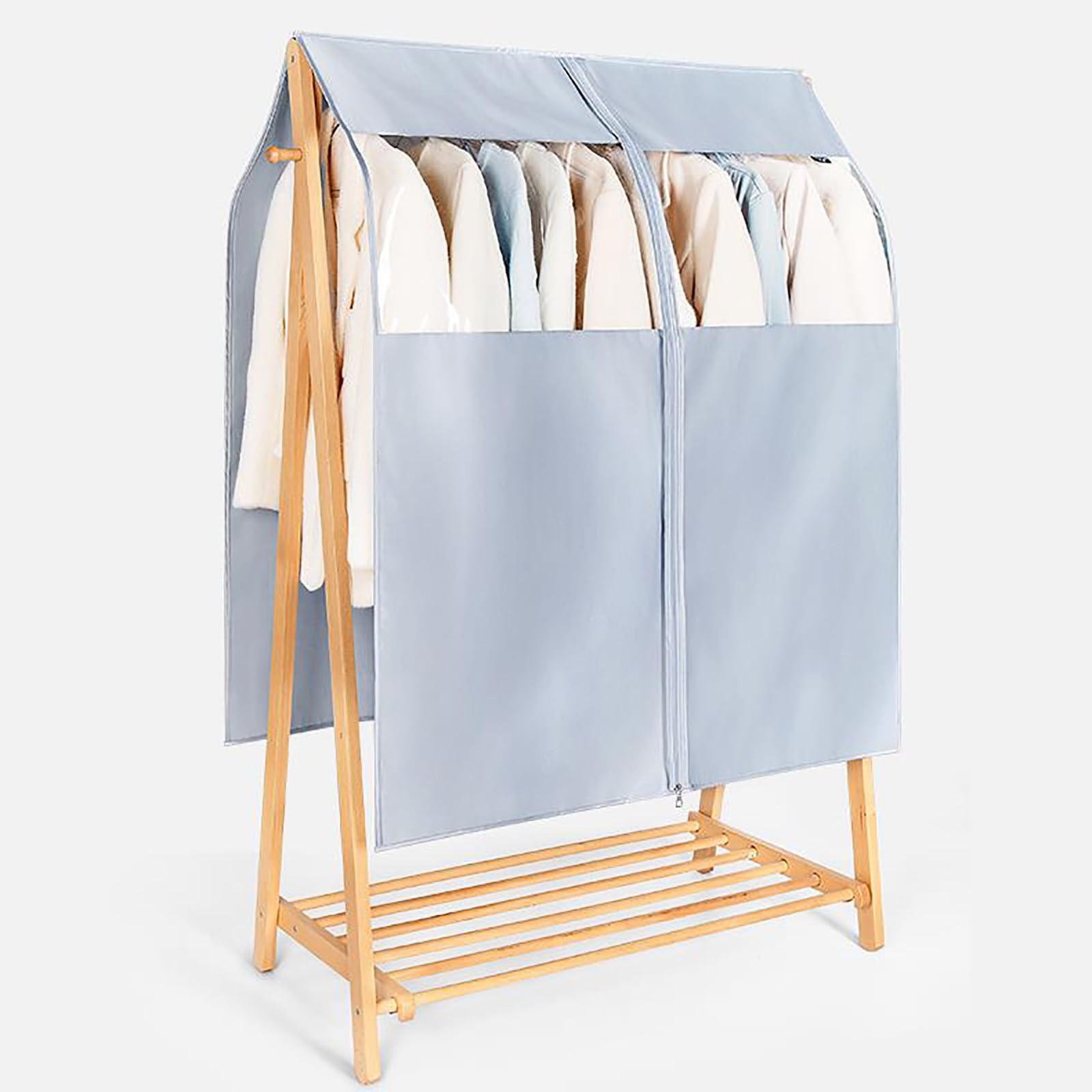 Funda Burro Ropa, Funda Ropa Armario, Abrigos, Trajes, Fundas Ropa con Ventana de PVC Transparente (Varilla para Colgar No Incluida)(Blue,140 * 113cm/55 * 44in)