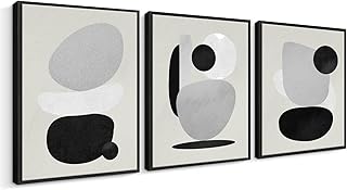 VGICH Abstract Wall Art for Living Room, Large Framed Canvas Black Pictu...