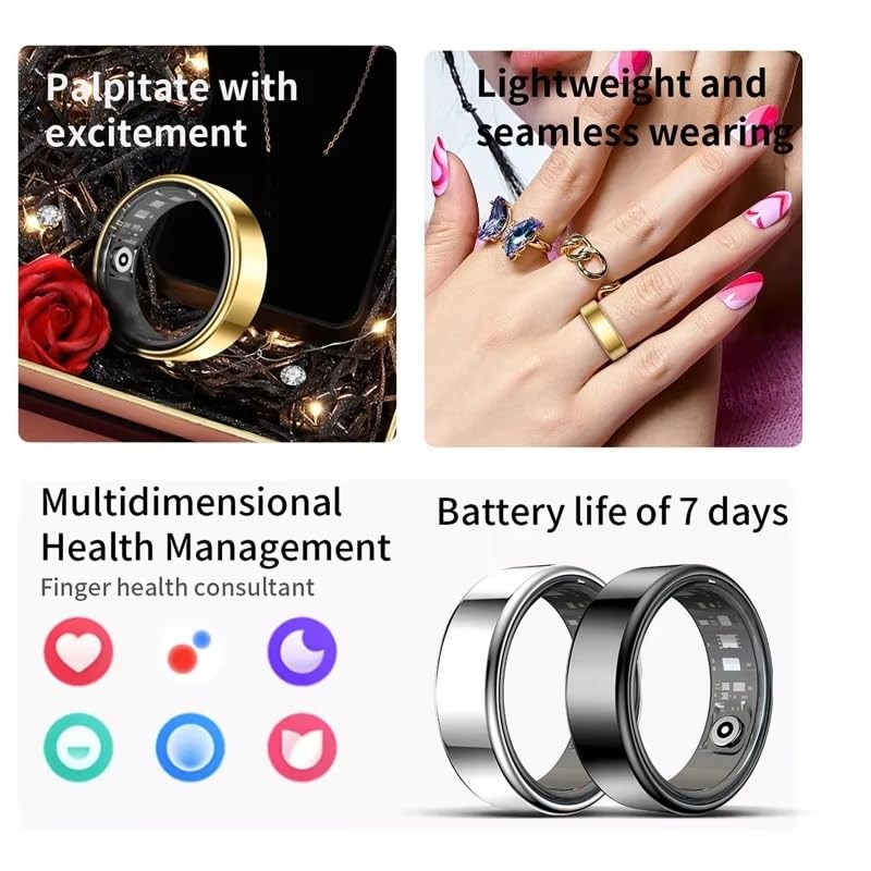 New Smart Ring R09 Health Monitor Multi Sport Mode Skin Temperature Measurement 5ATM Waterproof Smart Ring with Charging Case for Android iOS
