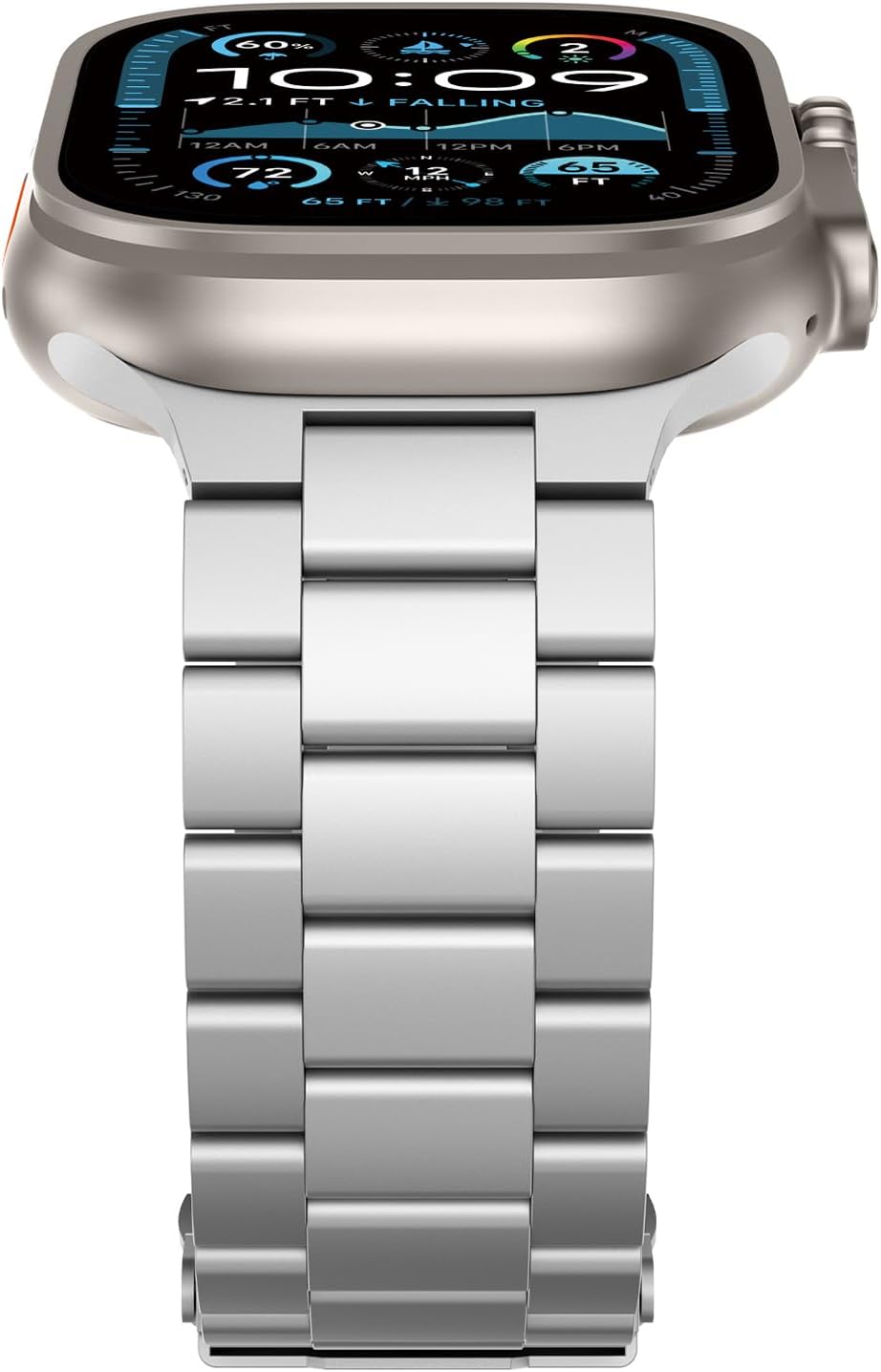 Full Titanium Band for Apple Watch Ultra 3/2/1 Bands 49mm for Men, Replacement Strap with Secure Clasp and DLC Coating for iWatch Series 11/10 46mm, 9/8/7 45mm, SE3/6/5/4 44mm, 3/2/1 42mm