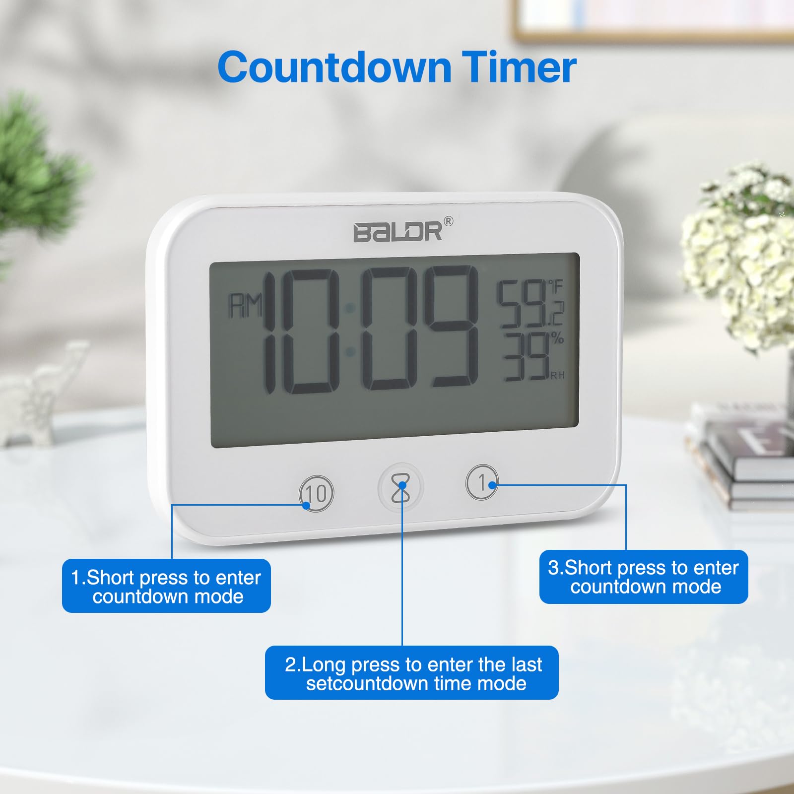 Orologio Da Bagno, Orologio Digitale Lcd per Doccia Impermeabile Occia Orologio Allarme Con Umidità Temperatura, Timer Doccia Timer per Il Conto Alla Rovescia Utilizzato in Bagni E Cucine