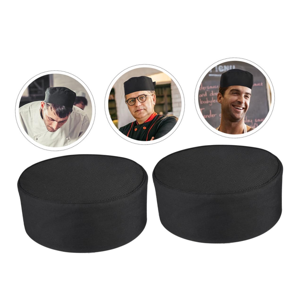 LIFKOME Sombrero De Cocinero Tapa Gorra De Cocinero Neto Sombrero De Los Hombres Gorras De Unisex para Transatlántico o Pañuelo Black Ropa De Algodón