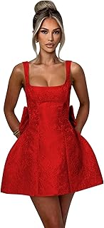 Jacquard Satin Homecoming Dresses Short Square Neck Bow A-Line Prom Evening Cocktail Dress - Buy now