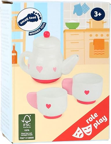 Miniatura 3 de El juego de Wooden Toys Tea Time incluye una tetera con una tapa extraíble y dos tazas de té para cocinas de juego diseñadas para niños a partir de