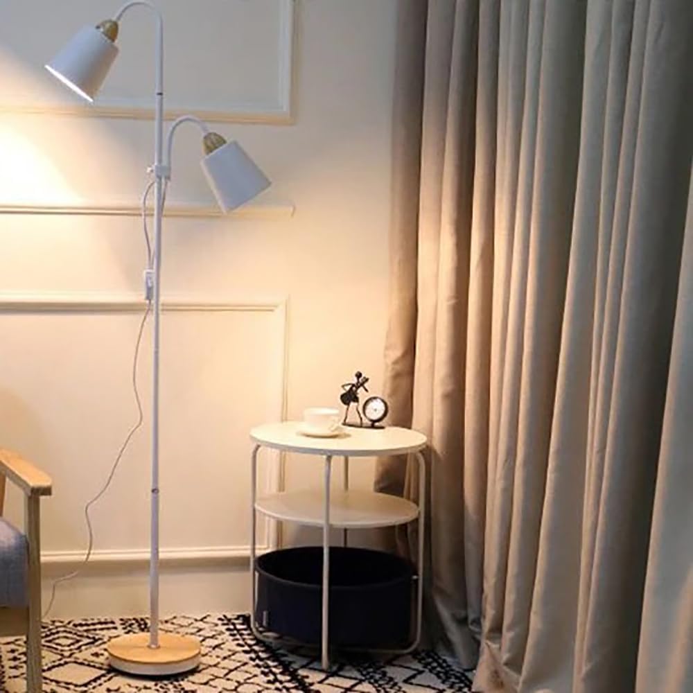 Modern Mother-Daughter Floor Lamp, White | Adjustable Reading Light, Traditional Metal, E26 Standing Lamp, For Bedroom, Living Room, Office, Reading Room