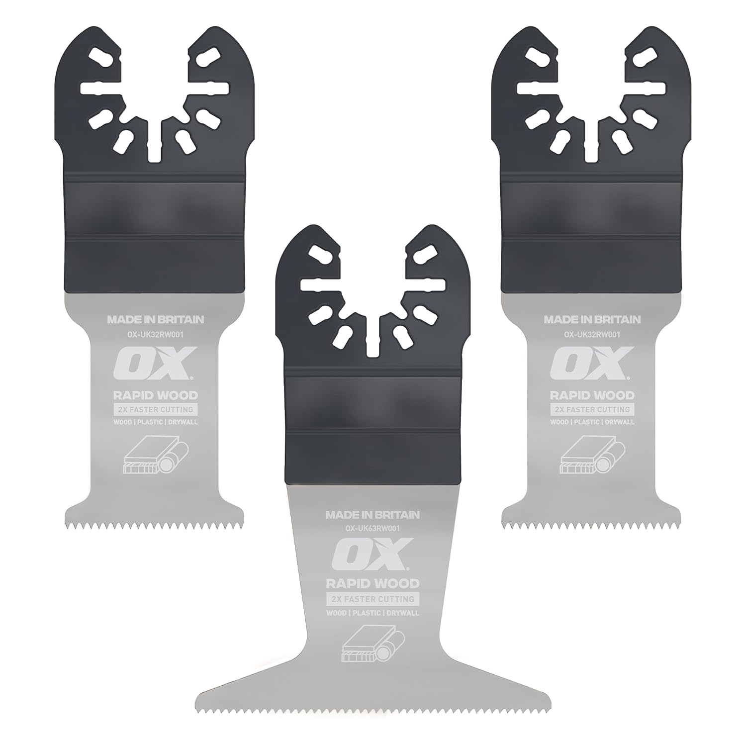 OX Premium Oscillating Tool Blades 3 Pack – Multitool Blades Kit for Wood, Plastic, Drywall - Includes Two 1-1/4" & One 2-1/2" Blades – Universal Fit Oscillating Saw Blades Fit Most Oscillating Saws