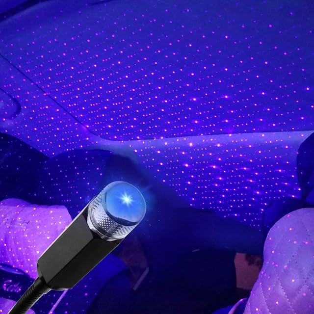 Star Night Light Projector, USB Adjustable Romantic Projector Night Light Auto Roof Ceiling Light, Portable Atmosphere Decorations Night Lamp for Car&Bedroom&Party&Ceiling&Walls (Blue)
