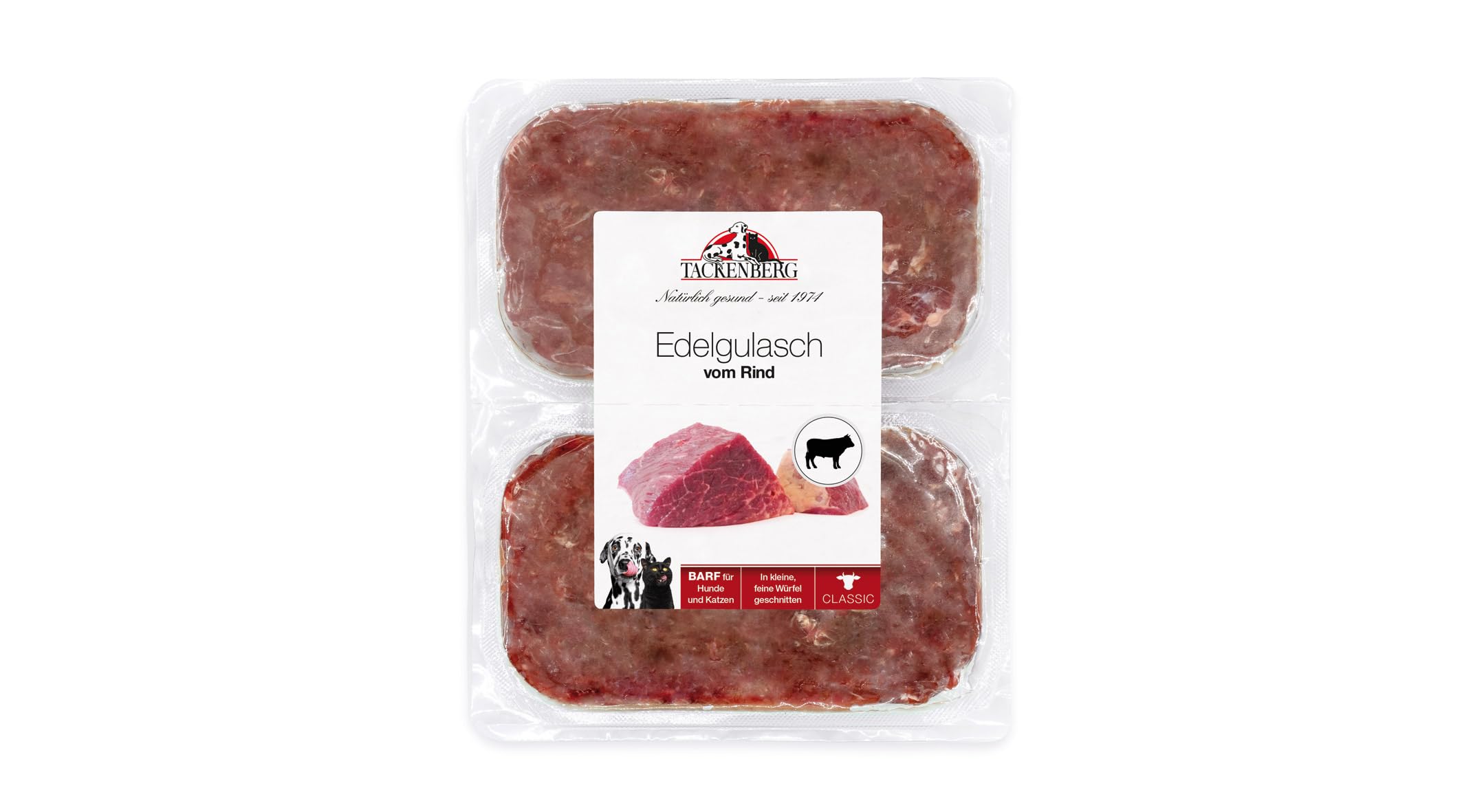 TACKENBERG Barf Tatar vom Rind – Frostfleisch für Hund & Katze (auch Welpen), 14 x 500 g
