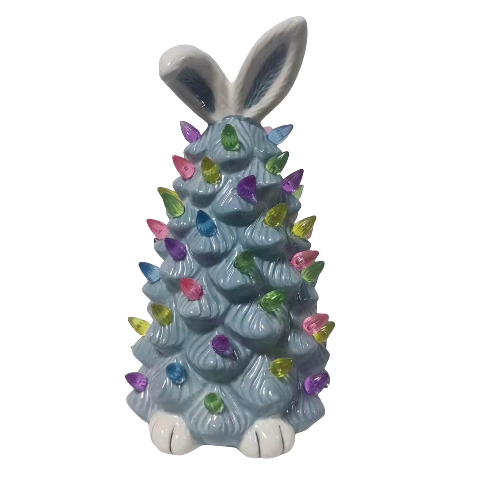 Décoration Pâques Led Lampe Céramique Pâques œuf Lapin LED | Motif Floral Sculpté | Piles Incluses | Veilleuse Décorative Salon | Cadeau Saisonnier Cadeau Pâques Céramique Sculptée