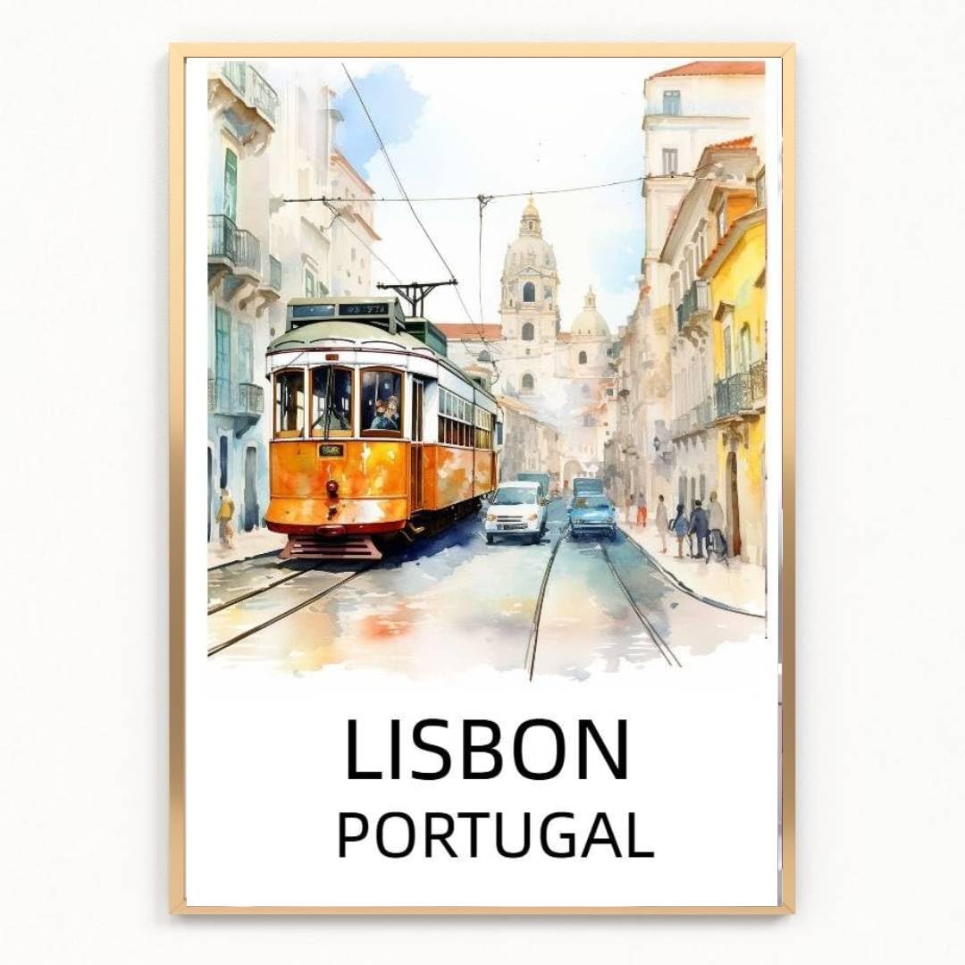 lisbon portugal Cityscape Skyline Map Print Picture Poster Gift A4 UNFRAMED 4 wall art Home decor Decorating landmarks