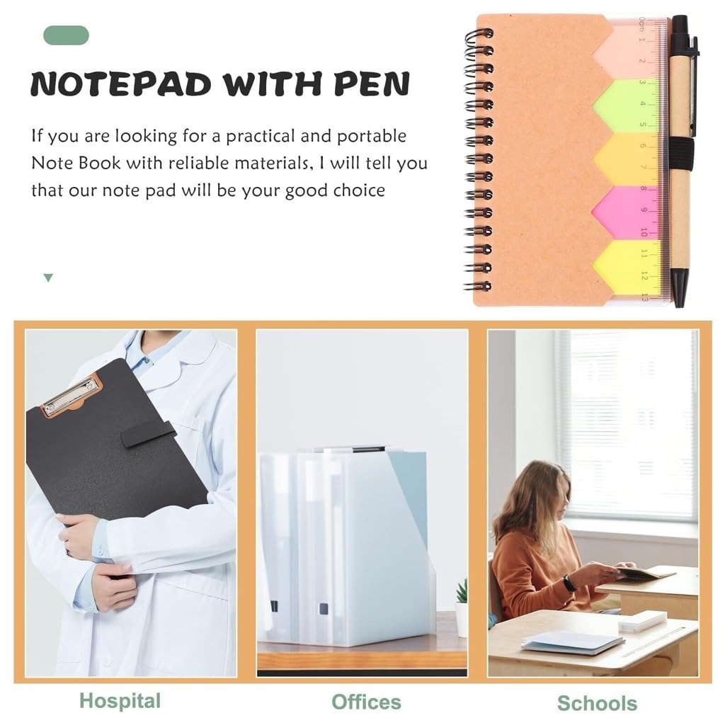 Papelería en espiral de hojas sueltas, pegatinas de conveniencia desmontables de papel Kraft, cuaderno minimalista creativo