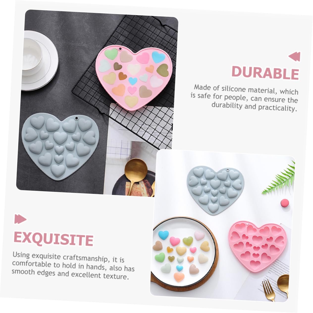 IMIKEYA 4 set di stampi antiaderenti per cuocere strumenti per mousse decorazione di biscotti cubetti di ghiaccio dolci cioccolatini decorazione di dolci decorazioni da 2 pezzi x 4