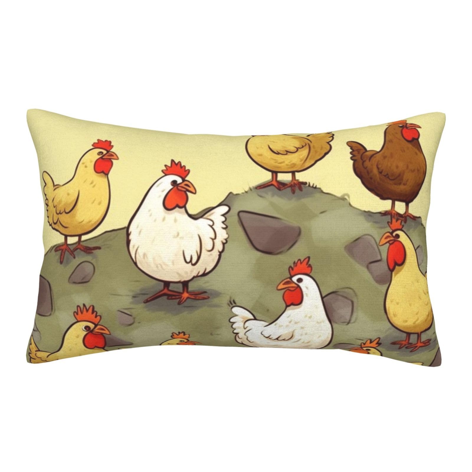 Velvet Pillowcases 16"x24" Ultra Soft Breathable Pillow Cases, Luxury Fuzzy Throw Pillow Covers with Zipper, A Brood of Chickens Pillow Shams All Seasons Decorative Cushion Cases for Couch