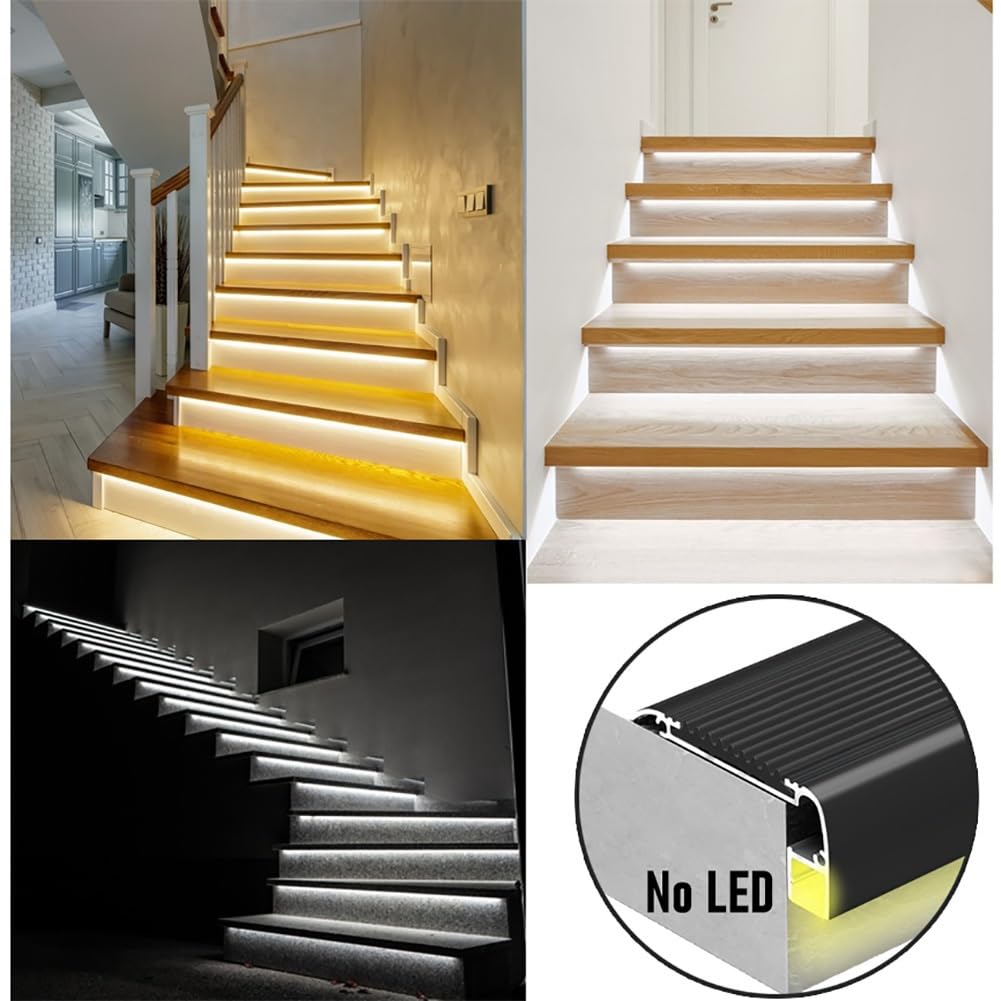 Aluminium-LED-Stufe Ed-Profil L-Sd rutschfeste Treppenkante für den Innen- und Außenbereich, 100/134 cm Länge (Rot 120 cm) – erhöht die Sicherheit und Sicherheit