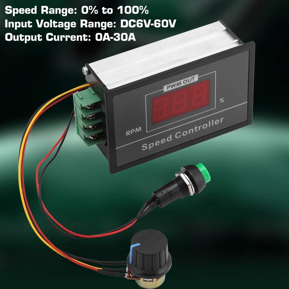 DEWIN Sterownik silnika prądu stałego, 10 szt. DC 6-60 V 12 V 24 V 36 V 48 V 30 A PWM DC regulator prędkości silnika przełącznik rozruchu