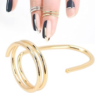 Anel de unha feminino, anel de unha moderno, anéis charmosos para arte em unhas, decoração de joias de manicure com ponta de dedo para uso diário (3045 ouro)