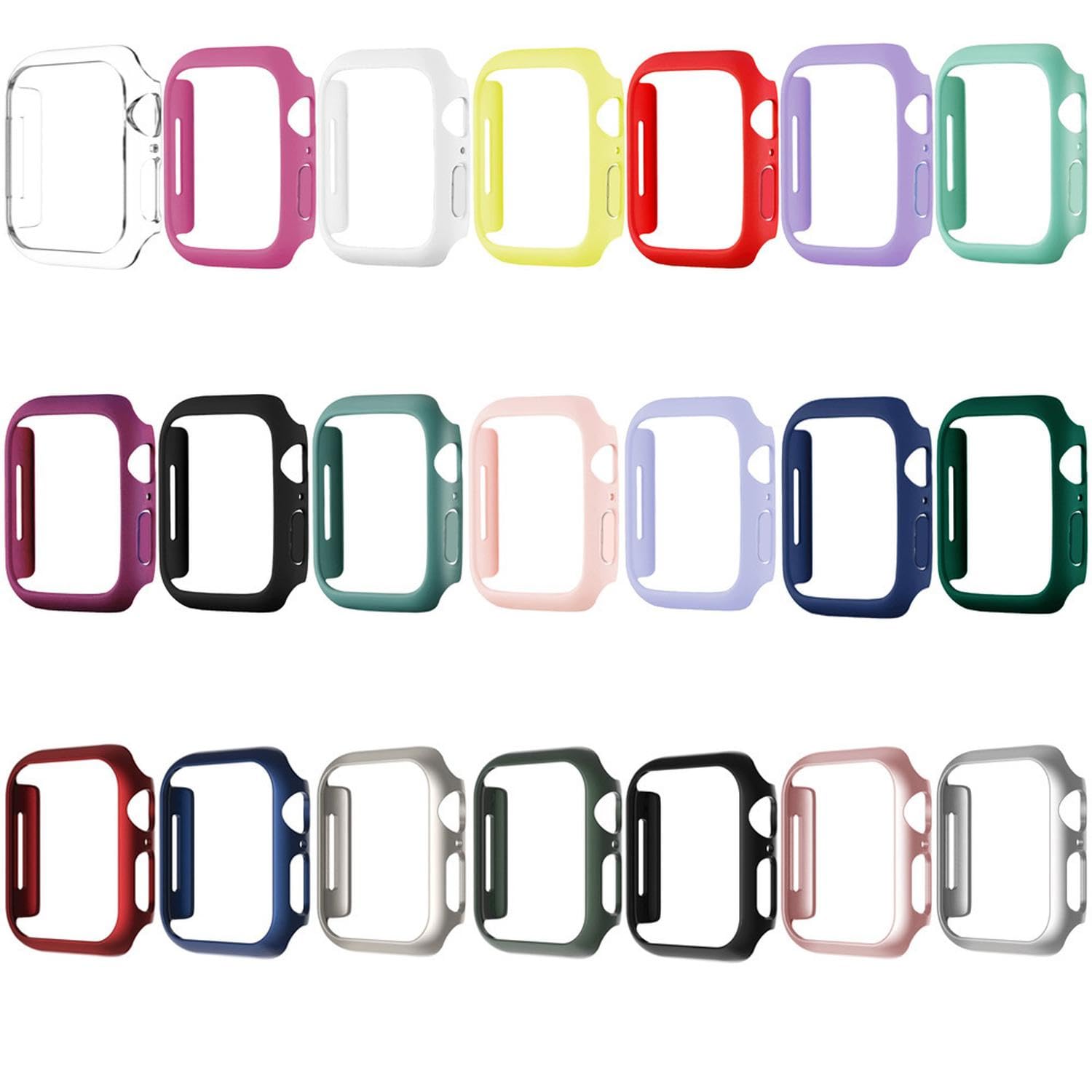 Custodia rigida per Apple Watch 41 mm Series 8/9/SE 2, bumper ultra sottile, retro aperto, protezione trasparente, colore: bianco