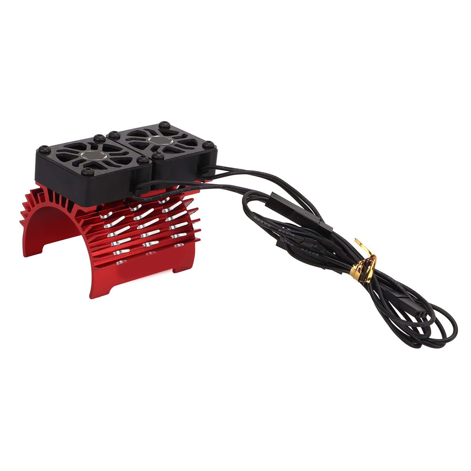 RC Brushless Motor Cooling Fan, Dual Motor Heatsink, Double Fan Heat Dissipation, Strong Heat Dissipation Capacity, Easy to Use, Suitable for 1/8 Remote Control Car, Made of (Red)
