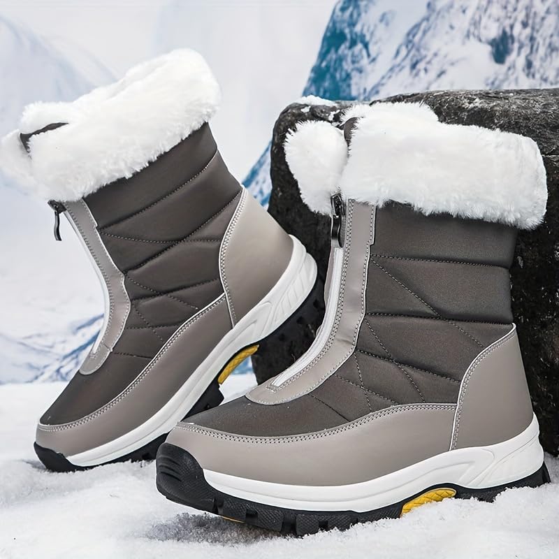 Women's Fashion Winter Snow Boots - Warm, Non-Slip with Plush Lining & Side Zipper, Comfortable Outdoor Footwear