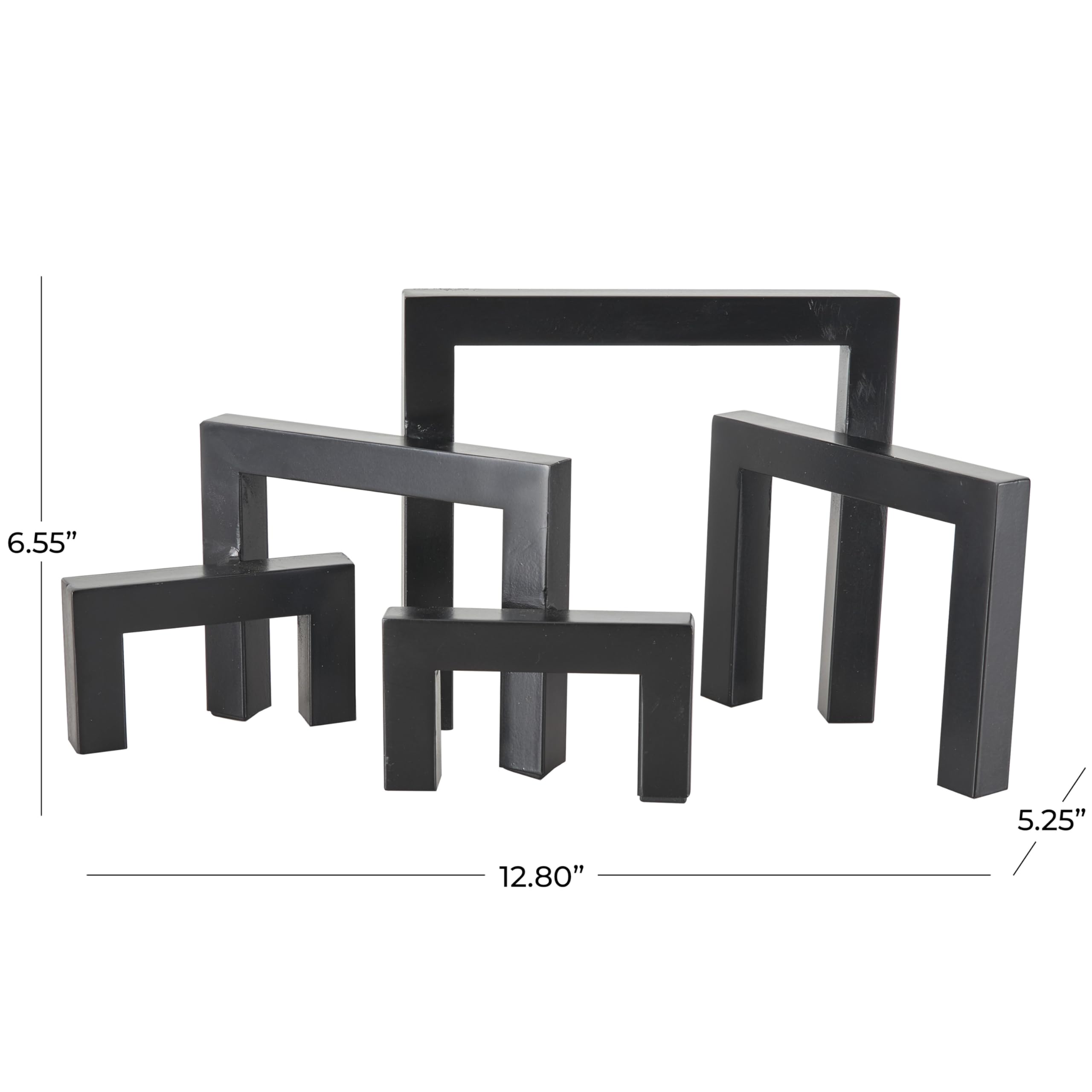 Deco 79 Geometrische dekorative Skulptur aus Metall, abstrakt, quadratisch, gewölbt, Heimdekoration, Akzentfigur, 33 x 12,7 x 17,8 cm, Schwarz