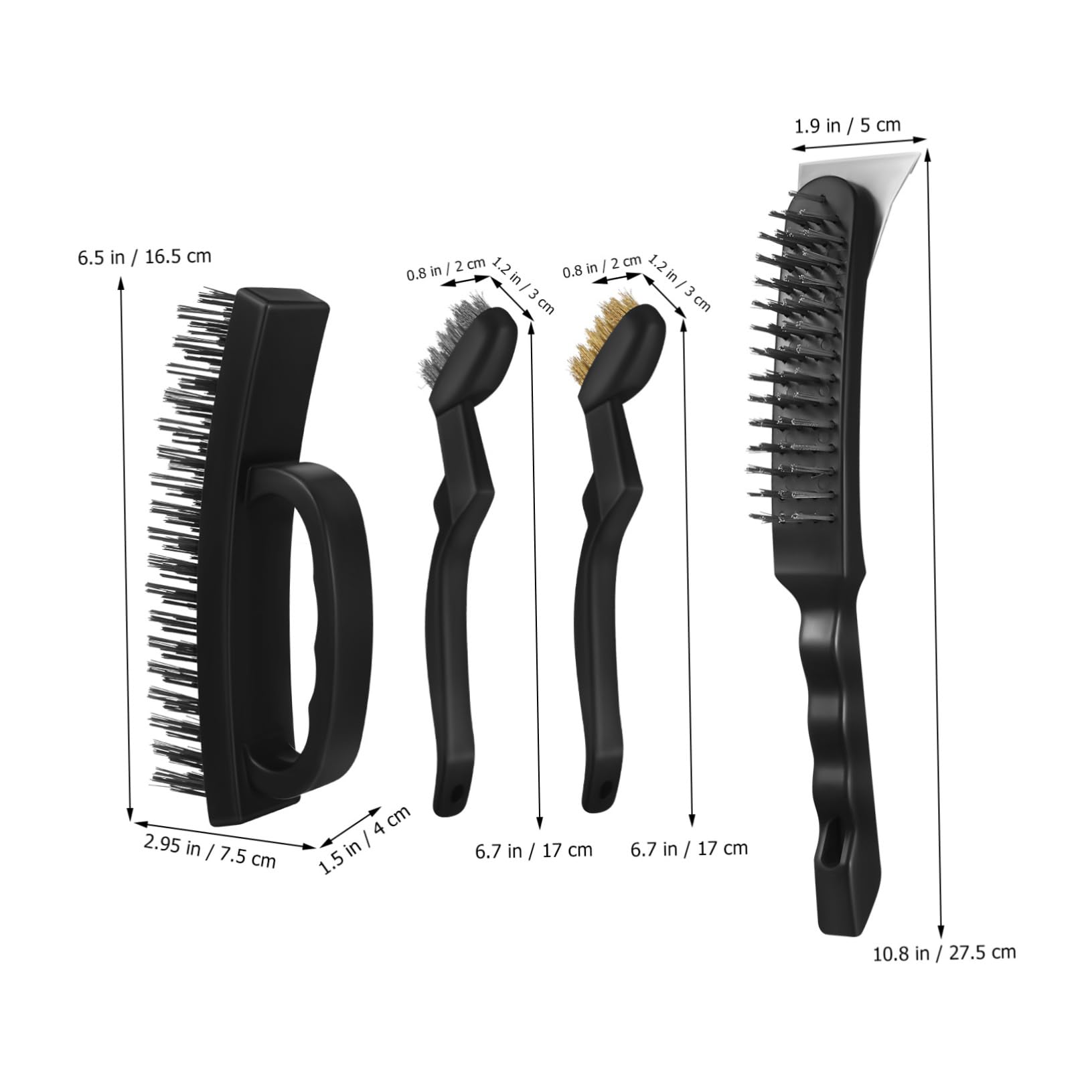 Unomor 4-pack Industrial Wire Brush Heavy Duty Stainless Steel Brush for Brick Cleaning