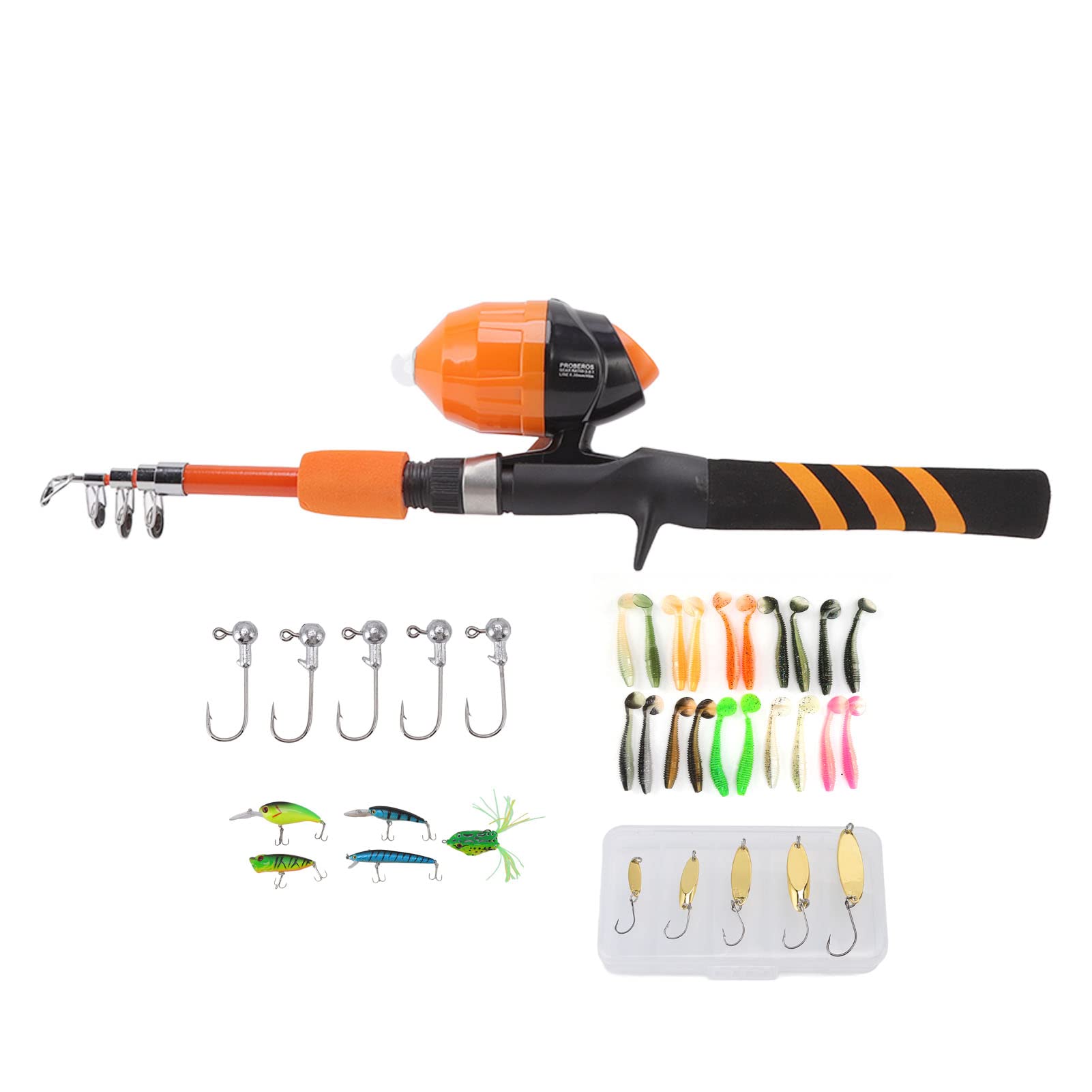 Canne à Pêche pour Enfants De 1,5 M - Portable, Rétractable Et Adaptée Aux Débutants - Orange - Cadeau pour Les Tout-Petits, Présentez à Votre Petit Pêcheur la Joie de la Pêche