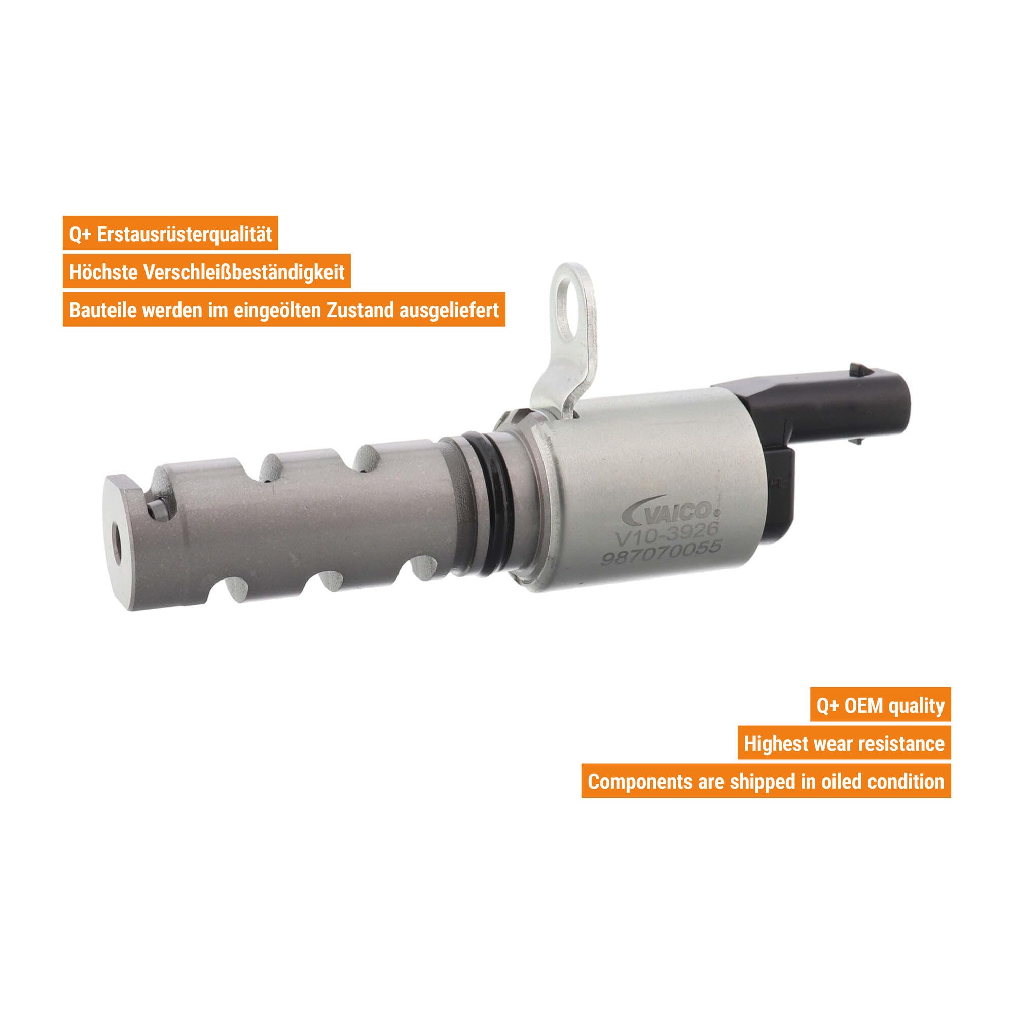VAICO V10-3926 Steuerventil Nockenwellenverstellung mit Dichtring elektrisch-hydraulisch Kompatibel mit VW Golf VII Schrägheck 5G1, BQ1, BE1, BE2 04E906455D 1075765 04E906455 | V10-3926 passend für A1 A3 A4 A5 Q2 Q3