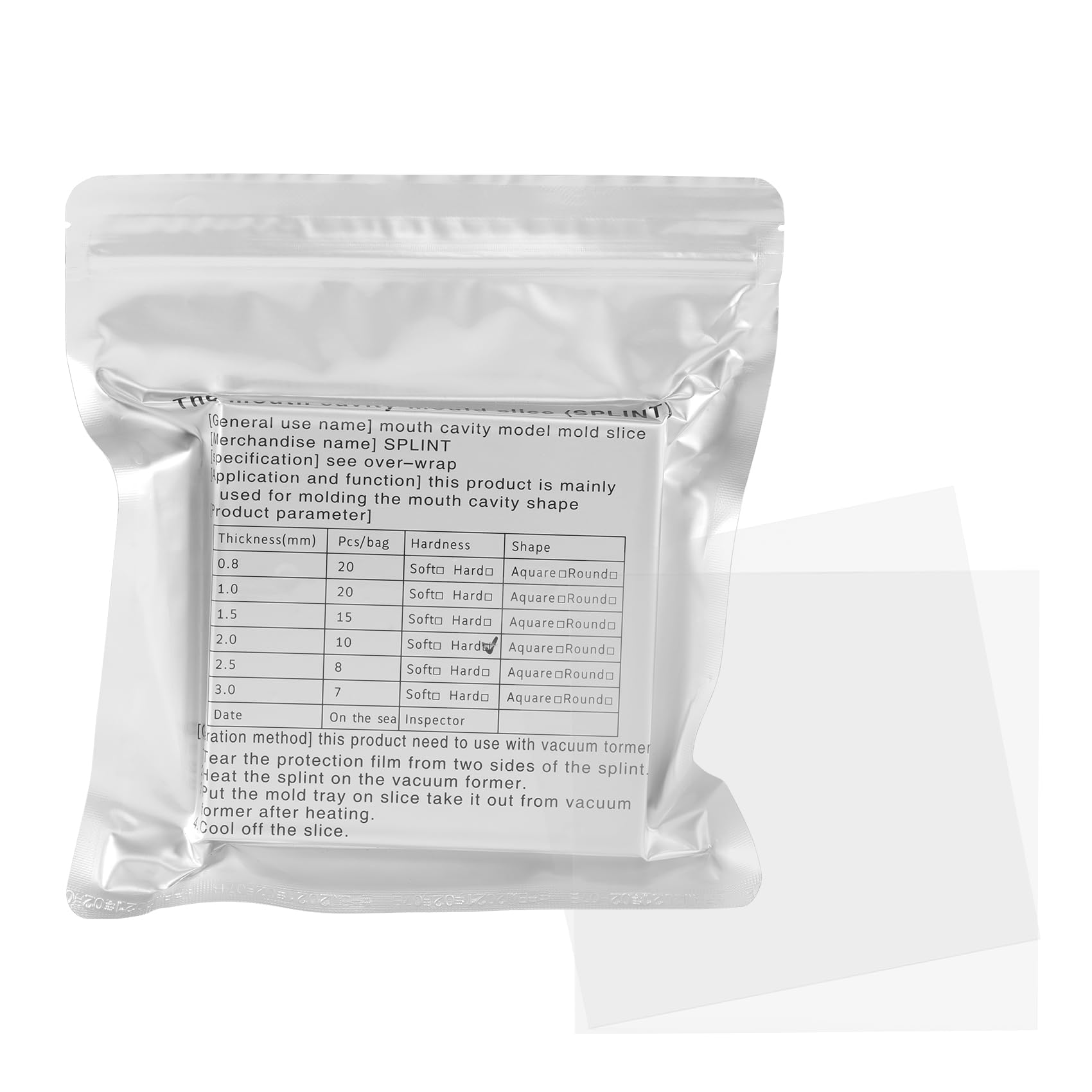 Annhua Dental Lab Splint Hard Splint Material, 10Pcs 2.0MM Thermoforming Sheets with no Bubbles, Square Thermoforming Material for Vacuum Forming