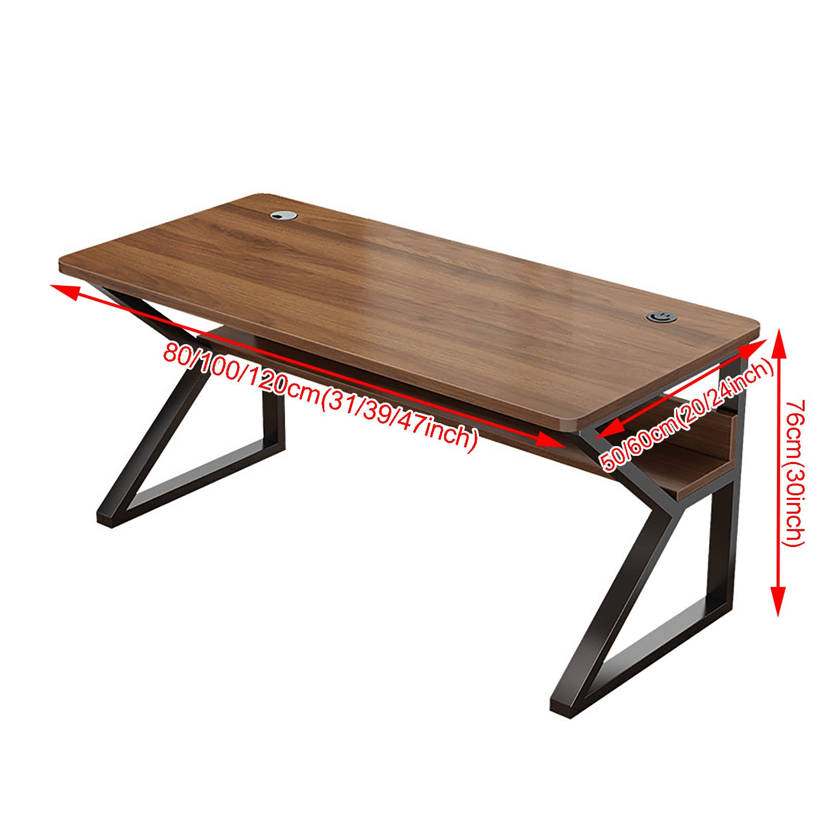 Ergonomiczne biurko komputerowe w kształcie litery K, porty USB, stół do gier do domowego biura, gabinetu i stacji roboczej, 100 x 60 x 76 cm, czarny