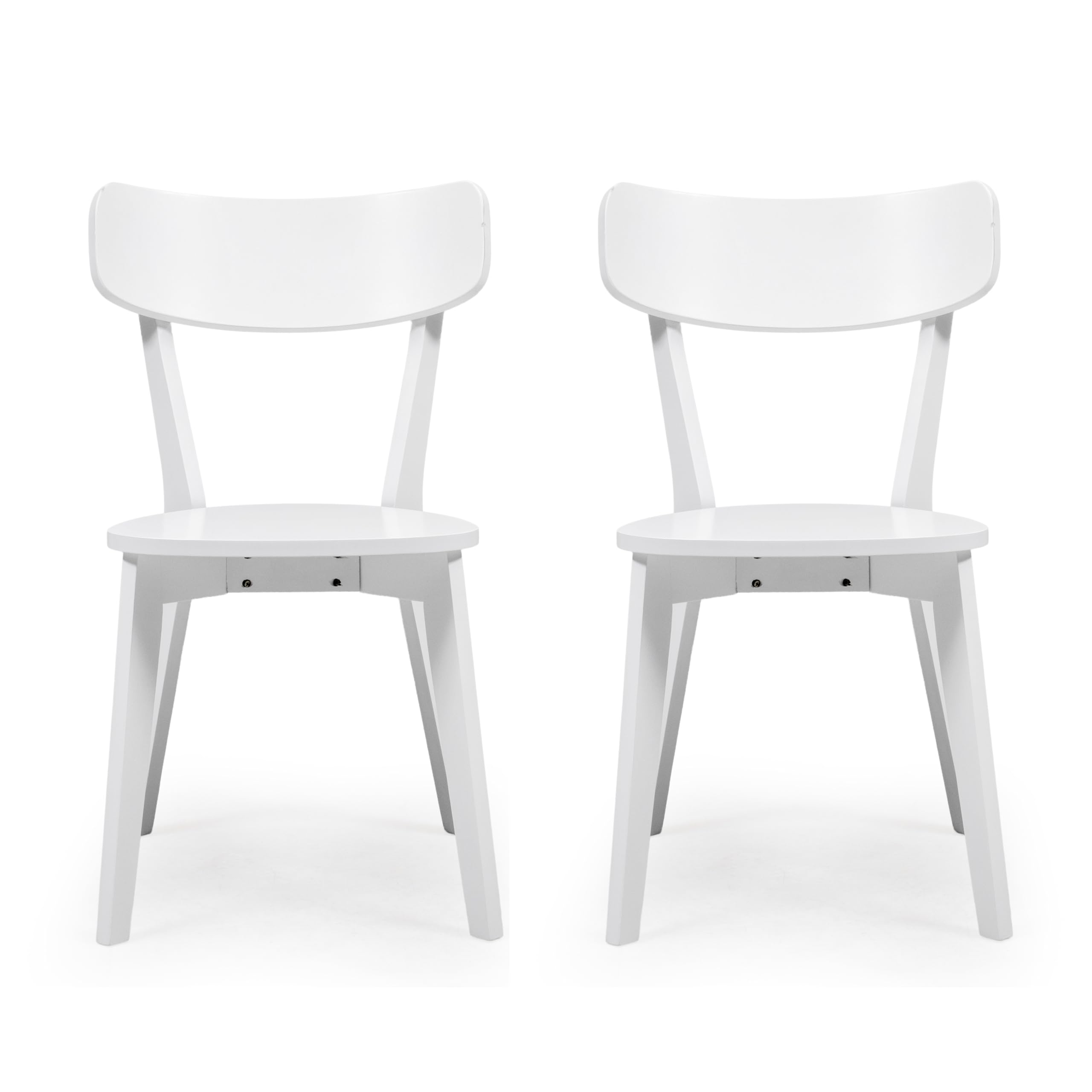 Homely® | Pack 2 sillas Comedor Cody | Auténtico Estilo Escandinavo y Minimalista, para tu Comedor o Cocina | Respaldo Ergonómico Curvado, Tablero Lacado y Madera Maciza Rubberwood | Lacado Blanco