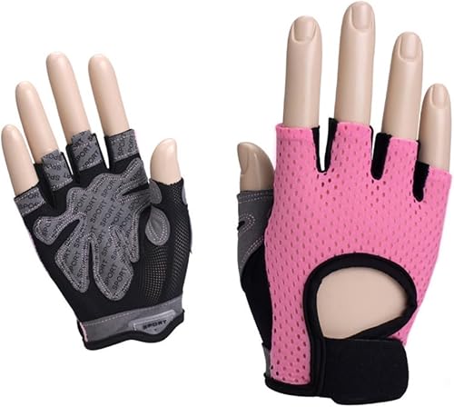 NOLITOY Guantes de medio dedo para levantamiento de pesas para mujer, antideslizantes, de silicona, para entrenamiento, transpirables, absorben el