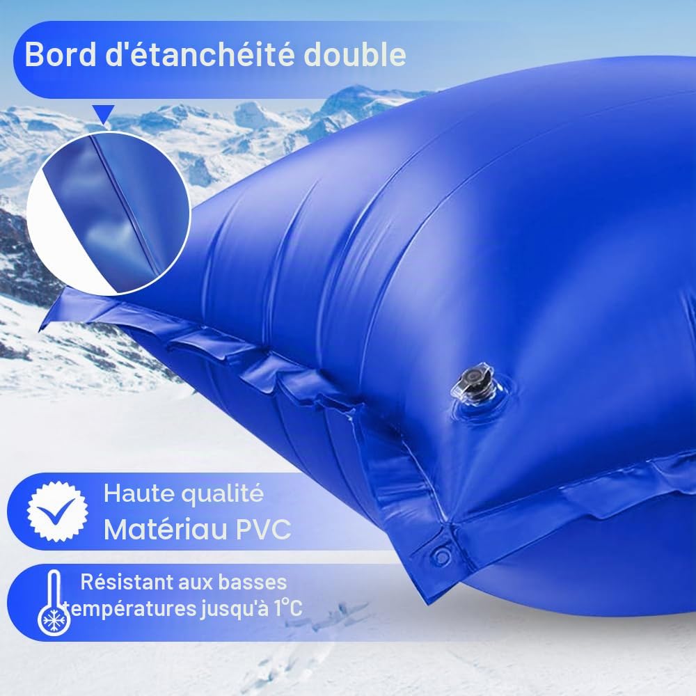 Lot de 2 Coussins d'air de Piscine d'hiver, 120 x 120 cm Coussin Piscine Hivernage avec Corde de Connexion, Facile à Utiliser, pour Piscine Hors Sol